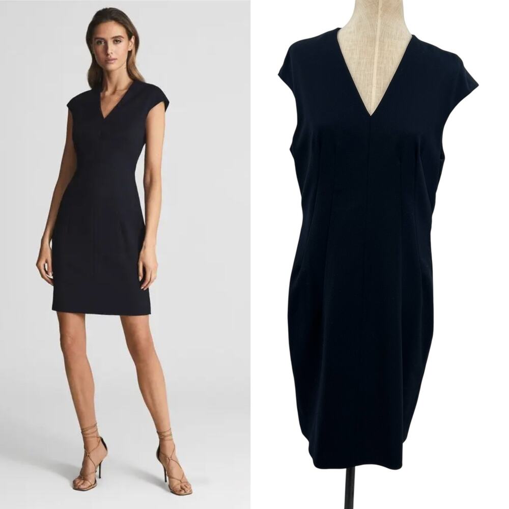 Reiss Hayes Tailored Dress Cap Sleeve Short Sleeve Navy Blue Size‎ US 10